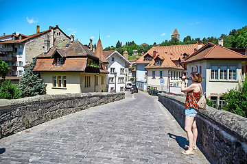 Image showing Street view of OLD Town Fribourg, Switzerland