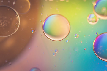 Image showing Rainbow abstract defocused background picture made with oil, water and soap