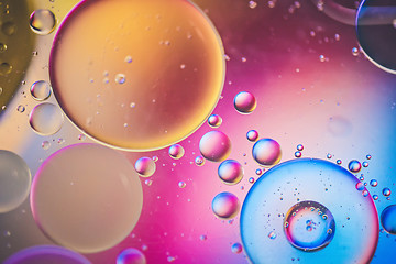 Image showing Multicolored abstract defocused background picture made with oil, water and soap