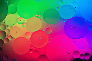 Image showing Rainbow abstract background picture made with oil, water and soap