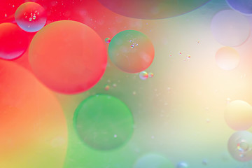 Image showing Defocused rainbow abstract background picture made with oil, water and soap