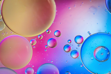 Image showing Multicolored abstract defocused background picture made with oil, water and soap