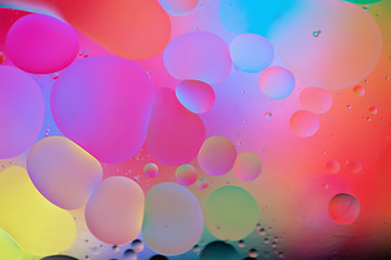 Image showing Rainbow abstract background picture made with oil, water and soap