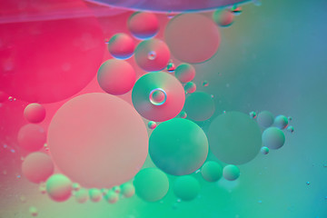 Image showing Defocused rainbow abstract background picture made with oil, water and soap