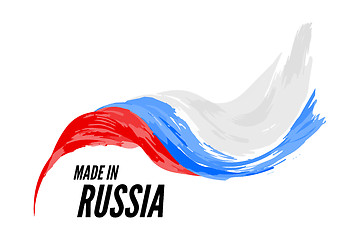 Image showing The flag of Russia with the inscription is made in Russia. Vector illustration on a white background