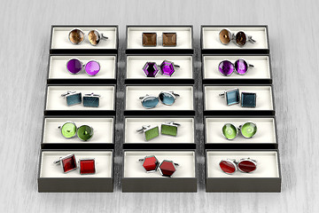 Image showing Group of different cufflinks