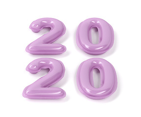 Image showing Happy new year 2020 with pink balloons