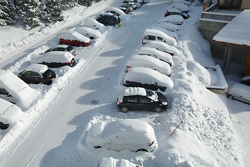 Image showing Winter parking cars