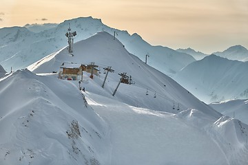 Image showing Skiing slopes from the top