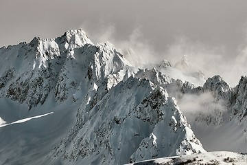 Image showing Mountains in the snowy winter Alps