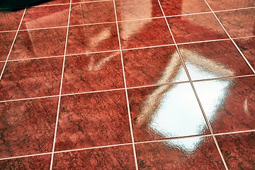 Image showing Tiled bathroom floor