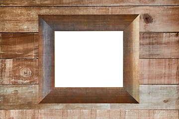 Image showing Old Picture Frame on Lumber Wall