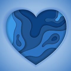 Image showing Blue Paper Cut Heart