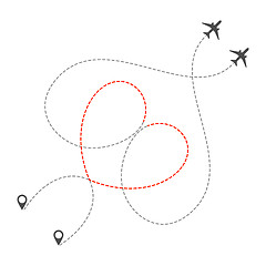 Image showing Dotted Heart Airplanes Route