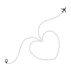 Image showing Dotted Heart Airplane Route