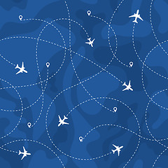 Image showing Seamless Pattern Airplanes Routes