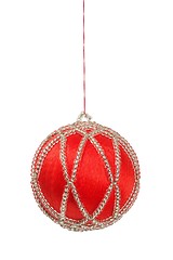 Image showing Red Christmas bauble on white