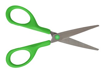 Image showing Open scissors on white