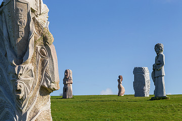 Image showing Granite stone statues in Brittany Valley of the Saints