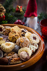 Image showing Assortment of Christmas cookies with ornaments