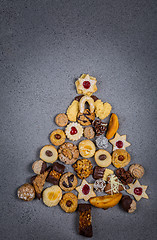 Image showing Christmas tree made from different cookies