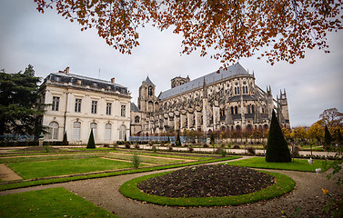 Image showing Gardens and Bourges Cathedral  in autumn