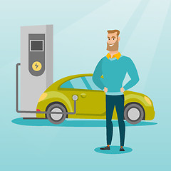 Image showing Charging of electric car vector illustration.