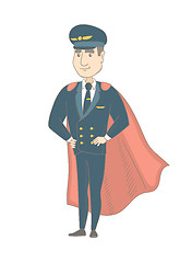 Image showing Young caucasian pilot dressed as superhero.