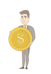 Image showing Successful caucasian businessman with dollar coin.