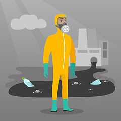 Image showing Scientist wearing radiation protection suit.