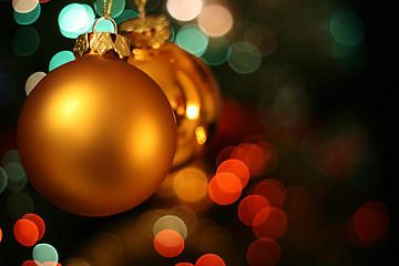 Image showing Christmas golden ball card