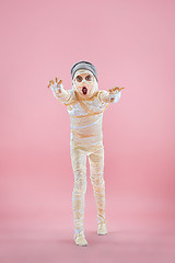 Image showing Studio image of a young teen girl man bandaged,