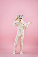 Image showing Studio image of a young teen girl man bandaged,