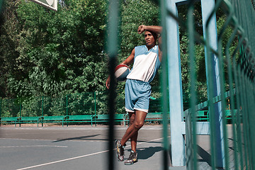 Image showing Picture of young resting african basketball player