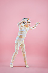 Image showing Studio image of a young teen girl man bandaged,