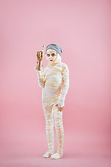 Image showing Studio image of a young teen girl man bandaged,