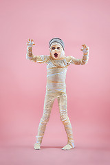 Image showing Studio image of a young teen girl man bandaged,