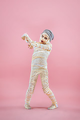 Image showing Studio image of a young teen girl man bandaged,