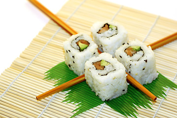 Image showing Sushi Rolls structured over white