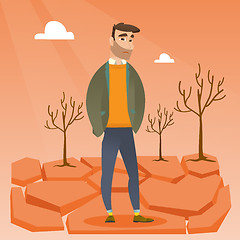 Image showing Sad man in the desert vector illustration.