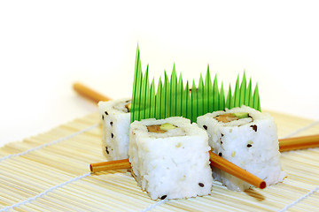 Image showing Sushi Rolls structured over white