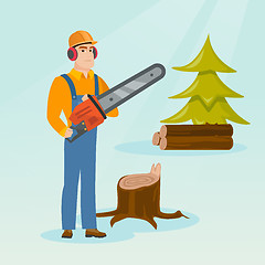 Image showing Lumberjack with chainsaw vector illustration.