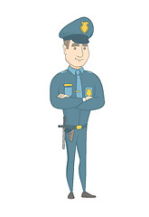 Image showing Caucasian policeman standing with folded arms.