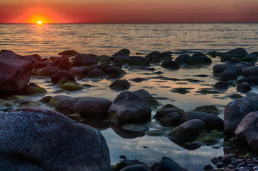 Image showing Colorful sunset over Baltic sea