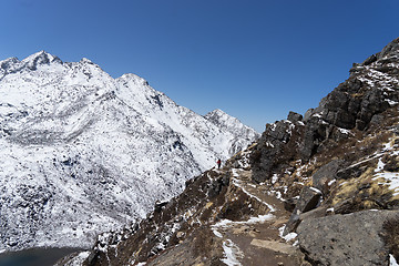 Image showing Snow mountains peak in Nepal Himalaya 