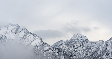 Image showing Snow mountains peak in Nepal Himalaya 