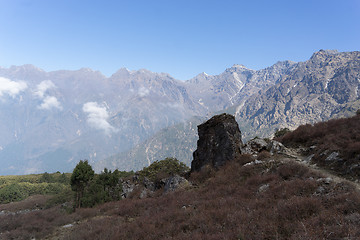 Image showing Nepal trek in nature reserve valley