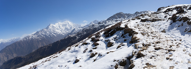 Image showing Snow mountains peak in Nepal Himalaya 