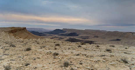 Image showing Desert panorama in Israel Ramon crater