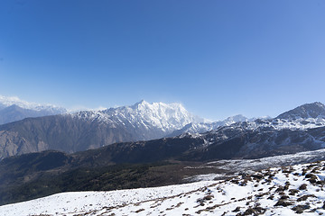 Image showing Snow mountains peak in Nepal Himalaya 